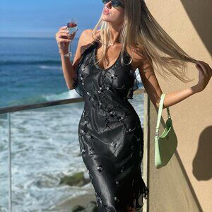 Vintage Beaded 100% Silk Dress